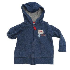 CARTER'S Boys Super Dog Super Cute Blue Hoodie Size 6 Months Casual Long Sleeve